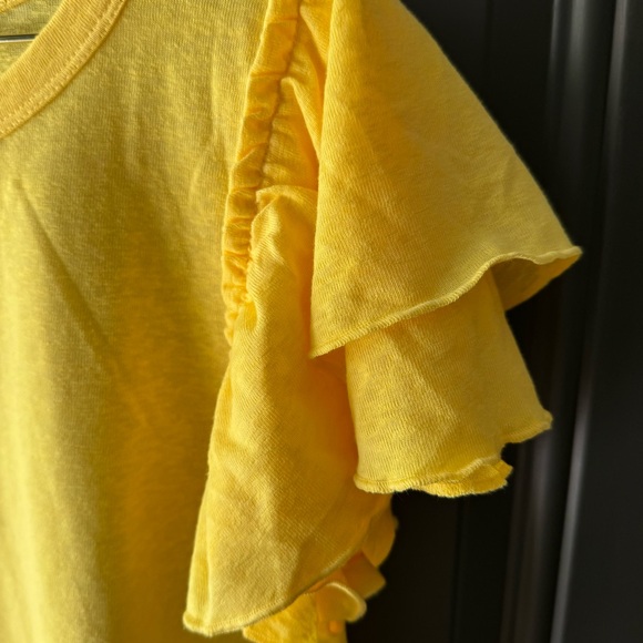 NWT LOFT Yellow Flutter Sleeve Ruffled Tee - Picture 3 of 5